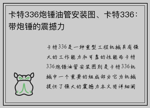 卡特336炮锤油管安装图、卡特336：带炮锤的震撼力